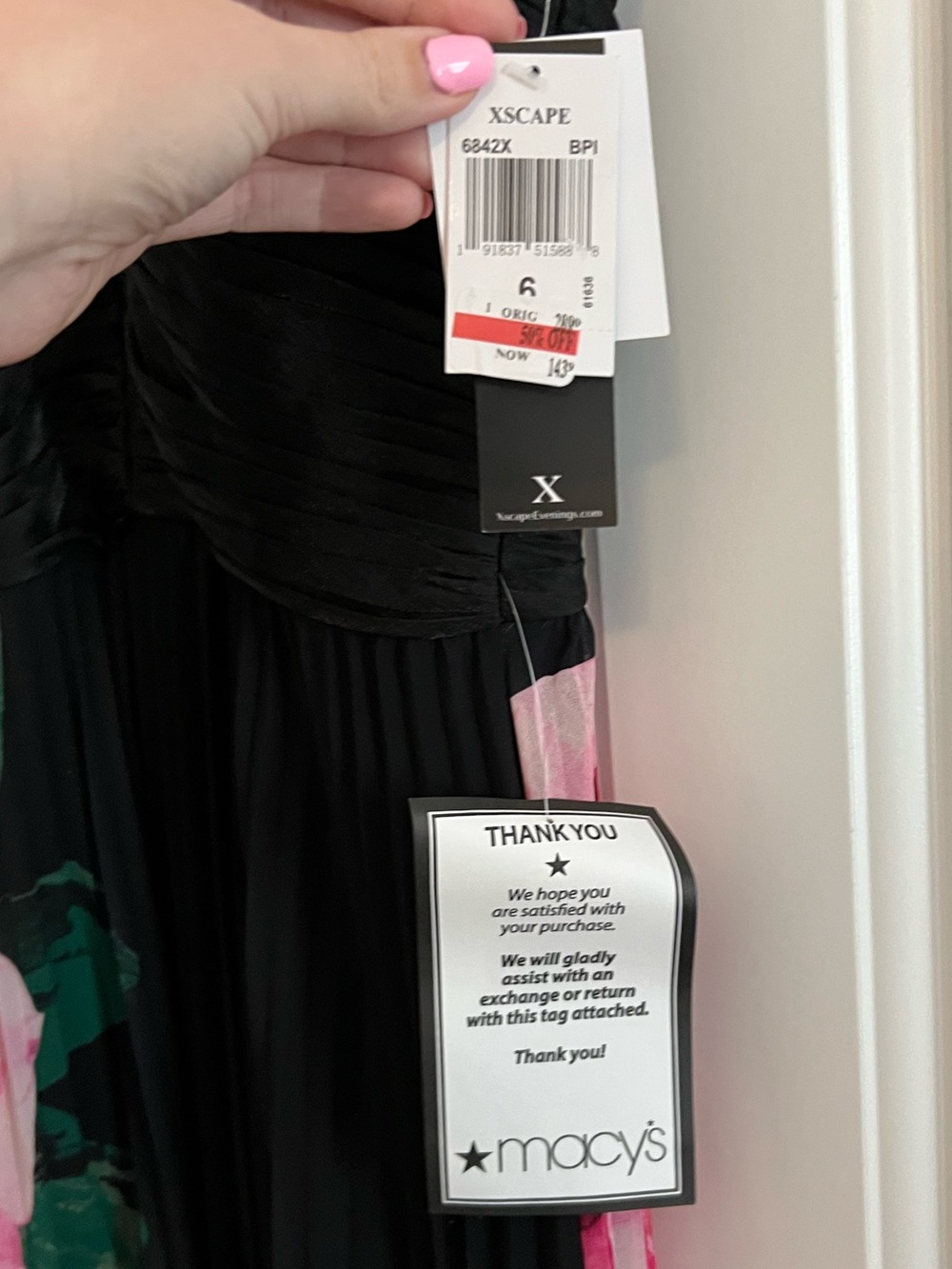 Xscape Black Maxi Dress with Large Pink Rose Print - Picture 5 of 12